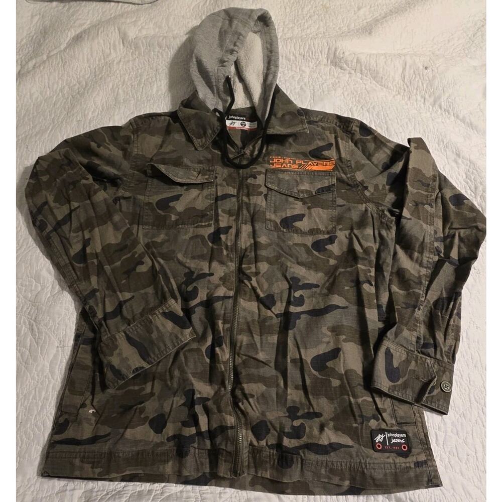 John Players Jeans Camo Hoodie Jacket Sz Medium
